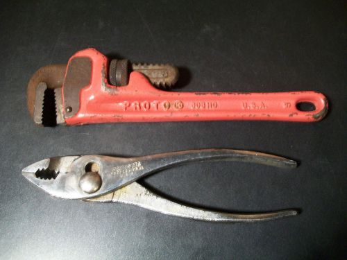 Proto Tools 8&#034; Pipe Wrench 808HD and slip joint pliers 276