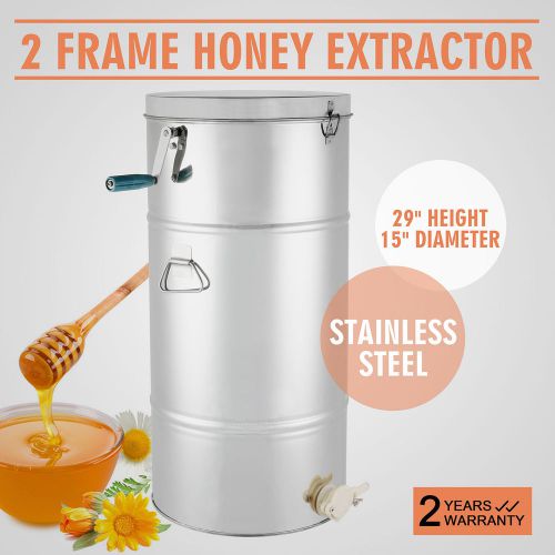 Two 2 frame  honey extractor stainless steel beehive 2&#034; outlet durable great for sale