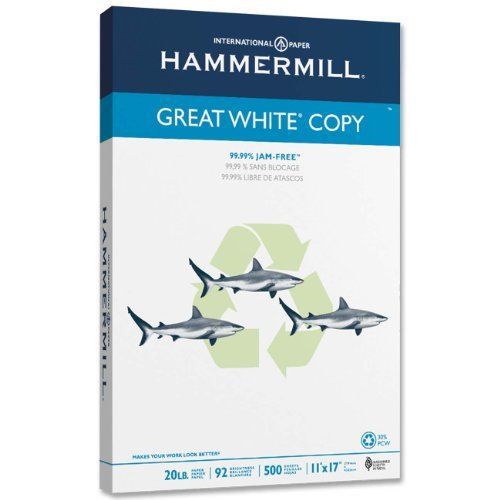 NEW Hammermill 86750 Great White Recycled Copy Paper  11 x 17  500 Sheets/ream