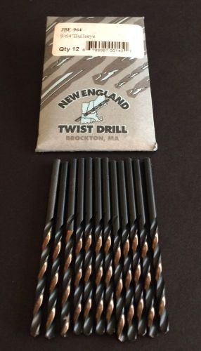 Package of (12) 9/64&#034; New England Twist Drill JBE-964 Bullseye Drill Bits