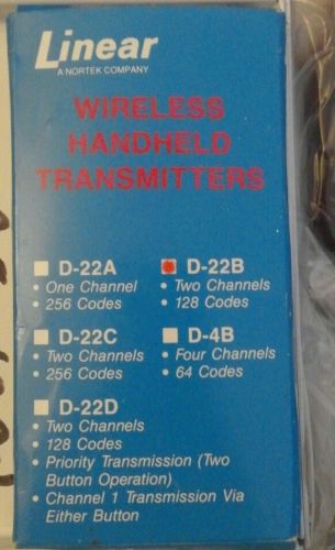 LINEAR D-22B (New in BOX) WiRELESS 2-CHANNEL HANDHELD TRANSMiTTER 128CODES.