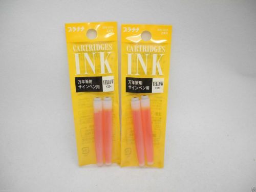Free Shipping 4 Ink Cartridges for Platinum Preppy Fountain pen Yellow