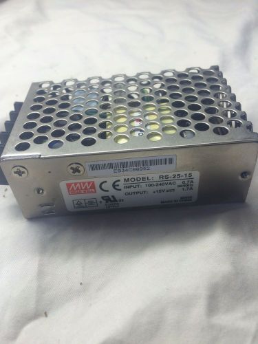 Mean Well Power Supply RS-25-15 100- 240 VAC Input 15 VDC  Output 1.7A