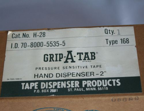 Grip-A-Tab Hand Tape Dispenser 2&#034; H-28 Type 168 NOS Grip a Tab Brand New in Box