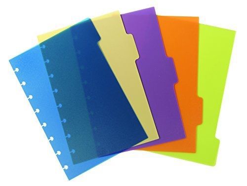 Staples? Arc Notebook Poly Index Dividers, Junior-sized, Assorted Colors, Set of