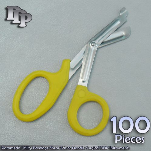 100 Paramedic Utility Bandage Shear Scissor 7.25&#034; Yellow Handle Surgical Instrum
