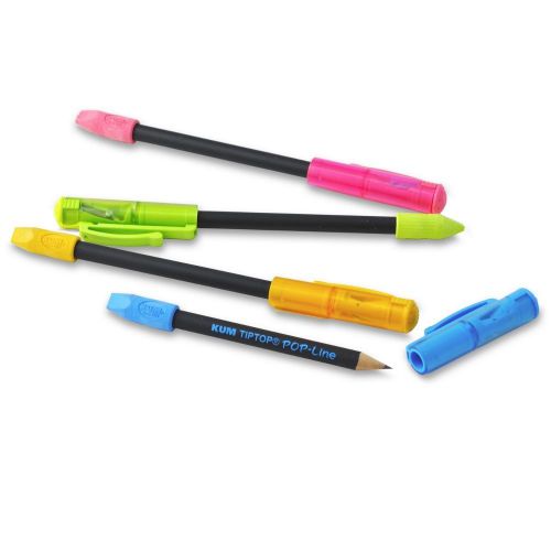 Tip Top Cap Pencil Sharpener with Pencil &amp; Eraser 4 Pack