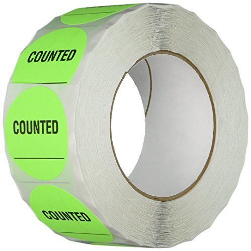 TapeCase Green &#034;Counted&#034; Inventory Control Label - 1000 per pack 1 Pack
