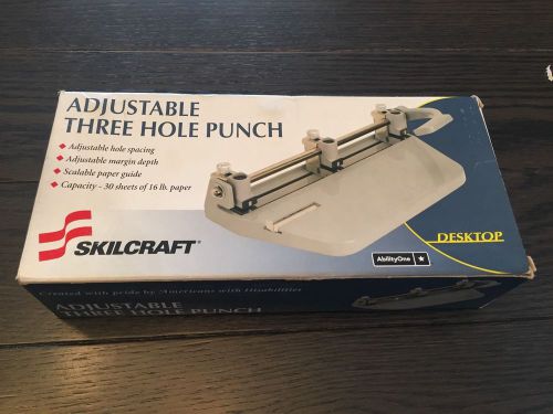 NEW Skilcraft Adjustable Three Hole Punch Foothill 210 IN BOX w/instructions