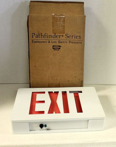 New Hubbell Pathfinder Die Cast LED Emergency Exit Sign Dual Voltage