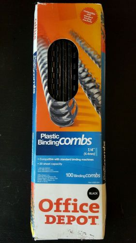 Plastic Comb Bindings, 1/4&#034; 20-Sheet Capacity, Black, 100 pk