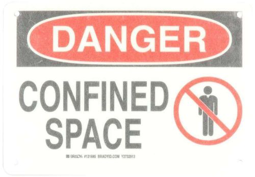 Brady 131685 Confined Space Signs, 7&#034; Height x 10&#034; Width, Black/Red/White, New