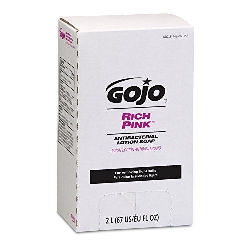 Gojo GOJO 7220 RICH PINK Antibacterial Lotion Soap Refill, 2000mL, Pink (Case of