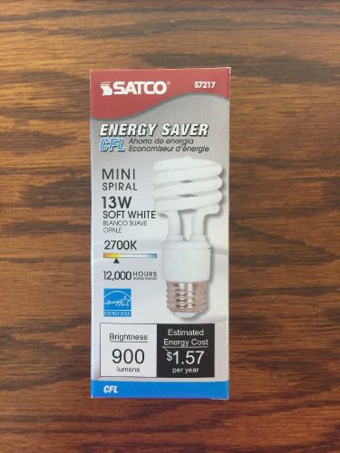Satco cfl mini spiral 13w soft white energy saver light bulb