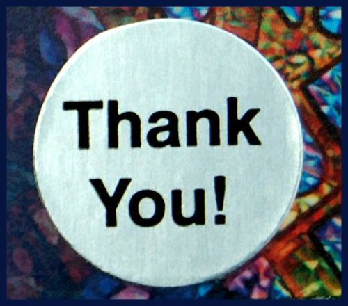 Classy 1&#034; silver thank you stickers seals labels lot of 2000 (4 rolls of 500) for sale
