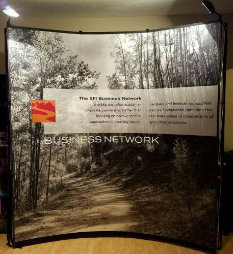 About  91&#034;x94&#034;Curved Pop Up Display for Trade Shows + lights and casing