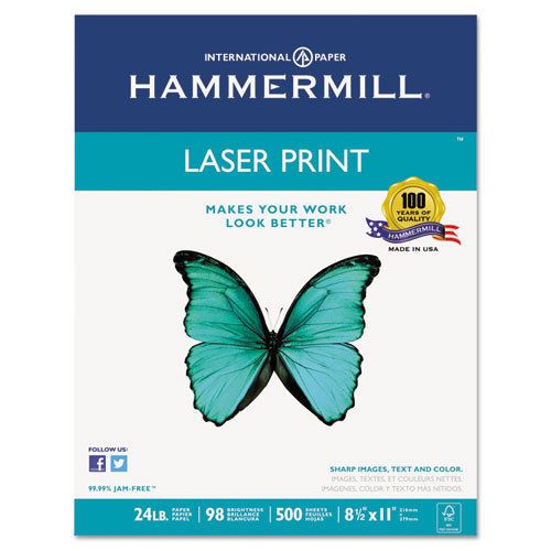 Laser print office paper, 98 brightness, 24lb, 8-1/2 x 11, white, 500 sheets/rm for sale