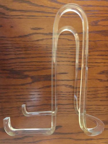 10 Clear Plastic Lucite Display Stands Book Slab Plate Dish 7.5&#034; Tall Unique