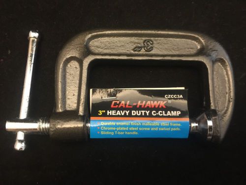 Cal-hawk 3&#034; heavy duty c-clamp czcc3a-sliding t-bar handle-new in package-n/r! for sale