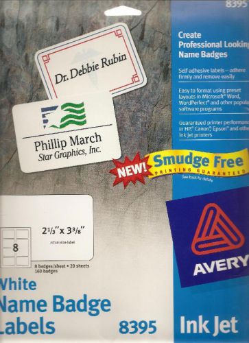 Avery 8395 White Name Badge Labels Ink Jet, 160 on 20 sheets - NEW/Unused