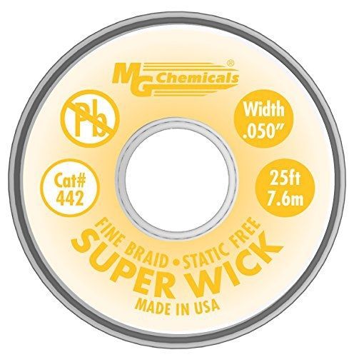 Mg chemicals 400 series #2 fine braid super wick with rma flux, 25&#039; length x for sale