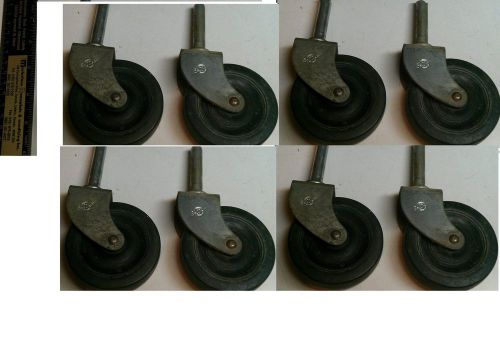 Caster bassick  used ,hard rubber,3&#034; snap in stem no thread,not swivel lot of 8 for sale