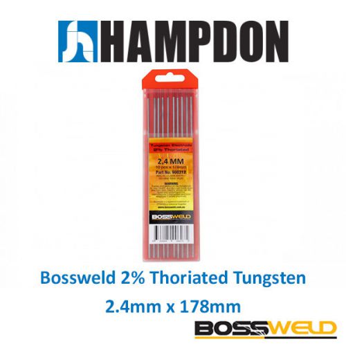 Bossweld 2% thoriated tungsten 2.4mm x 178mm (pkt 10) - 900312 for sale