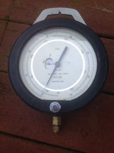 HEISE PRESSURE GAUGE SOLID FRONT CMM 50389 Newtown, Conn 7 3/4&#034; Face Works