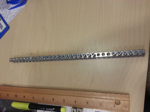 Aluminum ground bar al9cu - unknown maker - 32 terminal, 24 screws, 12&#034; long for sale