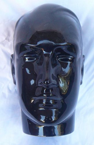 Mens Black Ceramic Mannequin Head (Hat Stand)