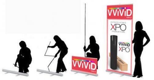 Retractable 32&#034;wide 79&#034; tall display banner stand trade show poster cl-r-s-3 for sale