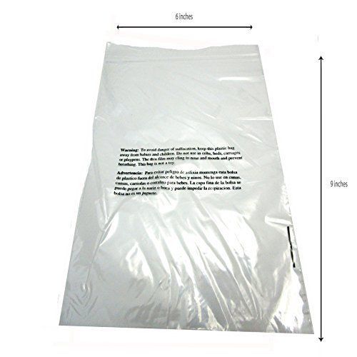 Sure luxury 6 x 9 self sealing clear poly bags - suffocation warning bags - for sale