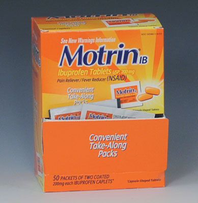 Motrin Ibuprofen Tablets in a Dispenser Box (200 mg) (50 Tabs; 2 Pills Per Tab)