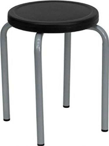 Flash Furniture YK01B-GG Stackable Stool with Black Seat and Silver Powder Coate