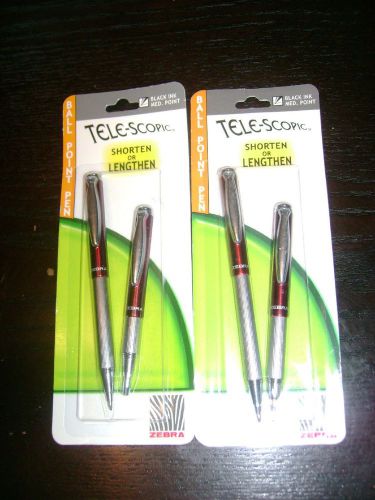 Lot 2- 2/pkg zebra tele-scopic shorten lengthen med ball point pen 1.0mm bl ink for sale
