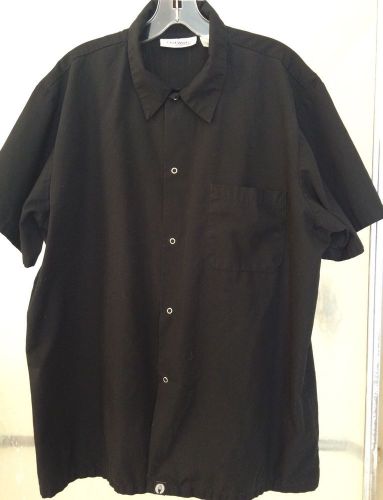 Chef Works Black Short Sleeve Chef Shirt Size L Snaps Cotton/Poly Blend Kitchen