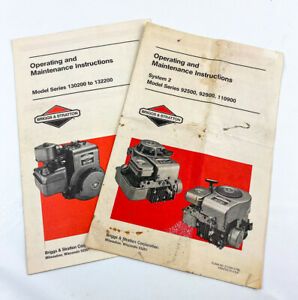 Lot of 2 Briggs &amp; Stratton Engine System Instruction Manuals 130200 &amp; System 2