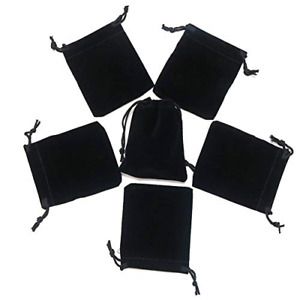HRX Package Little Velvet Drawstring Pouches, 20pcs Black Velvet Cloth Bags for