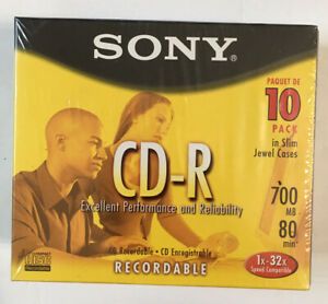 SONY CD-R 10CD80L3 700MB/Mo 1x-32x CD-R 10/PACK 80min Blank CDs Brand New Sealed