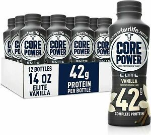 Core Power Elite Protein Shake Vanilla Energy Drink Workout 42g 14oz 12 Bottles