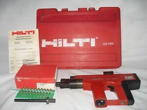 HILTI DX 450 PNEUMATIC NAIL GUN-Piston/Nails/5 cartridges/guide/Cleaning kit