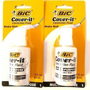 Correction Fluid BIC Cover IT Lot Includes (2) .7 oz BIC Bottles