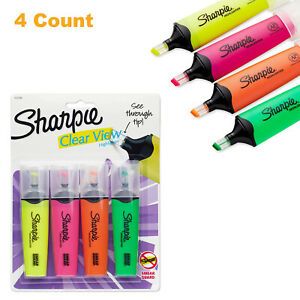 Sharpie Clear View Liquid Highlighters, Chisel Tip, Assorted Colors, 4-Count