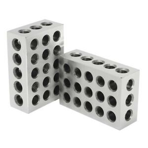 Pair Precision 1-2-3 Blocks 0.0002 inch 23 Holes Machinist Carbon Steel, Premium