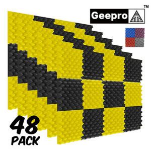 48 Pack Acoustic Record Studio Soundproofing Foam Panel Wall Tiles 12&#039;&#039;x12&#039;&#039;x1&#039;&#039;