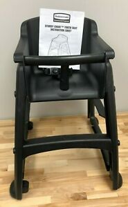 Rubbermaid Commercial Black Youth High Chair FG780508BLA, Stackable, Wheels, NWT