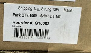 Box of 1000 cardstock strung shipping tag 6 1/4” x 3 1/8” - Manila