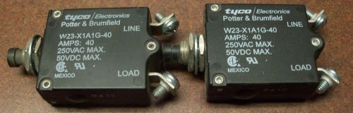 Lot of 2 - Tyco/Potter &amp; Brumfield Circuit Breakers - W23-X1A1G-40 - 40 Amp