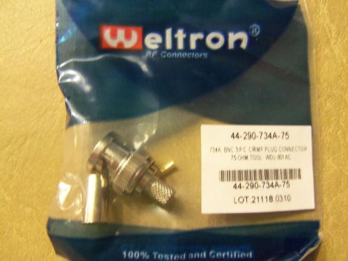 Weltron 734a,bnc 3pc crimp plug connector 75-ohm,tool lot of (10) for sale