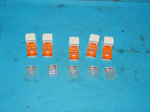Lot of 5 panduit white/orange mini-com mini jack cat5e module for sale